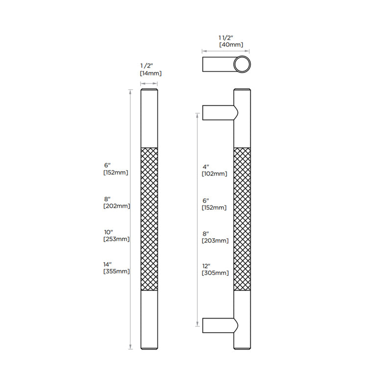 Circo Knurled Cabinet Pull Handle - Cabinet Mount - 4" Brass/Brushed Nickel