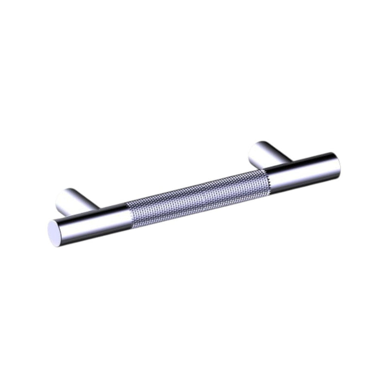 Circo Knurled Cabinet Pull Handle - Cabinet Mount - 4" Brass/Polished Chrome