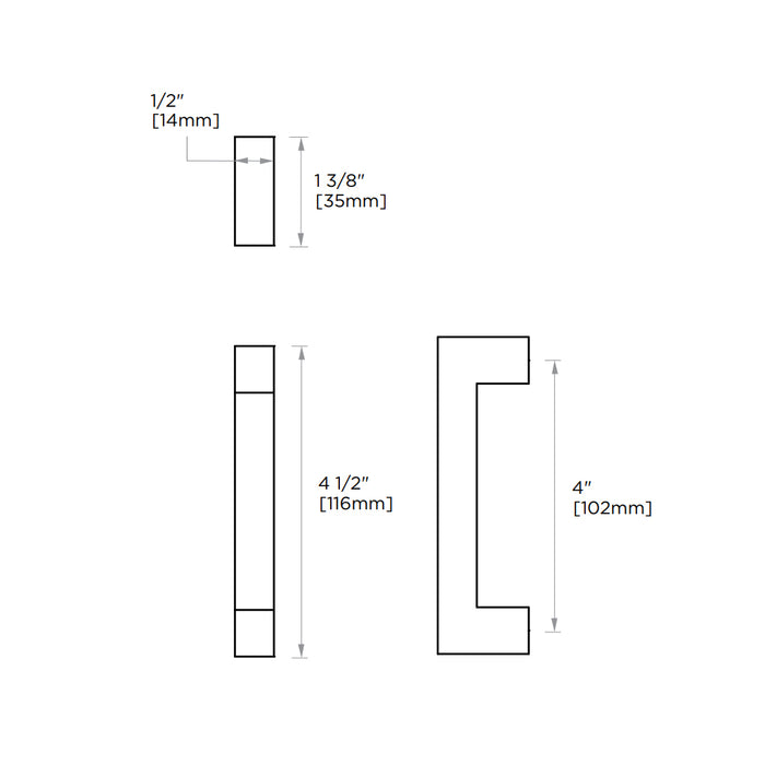 London Cabinet Pull Handle - Cabinet Mount - 4" Brass/Brushed Nickel