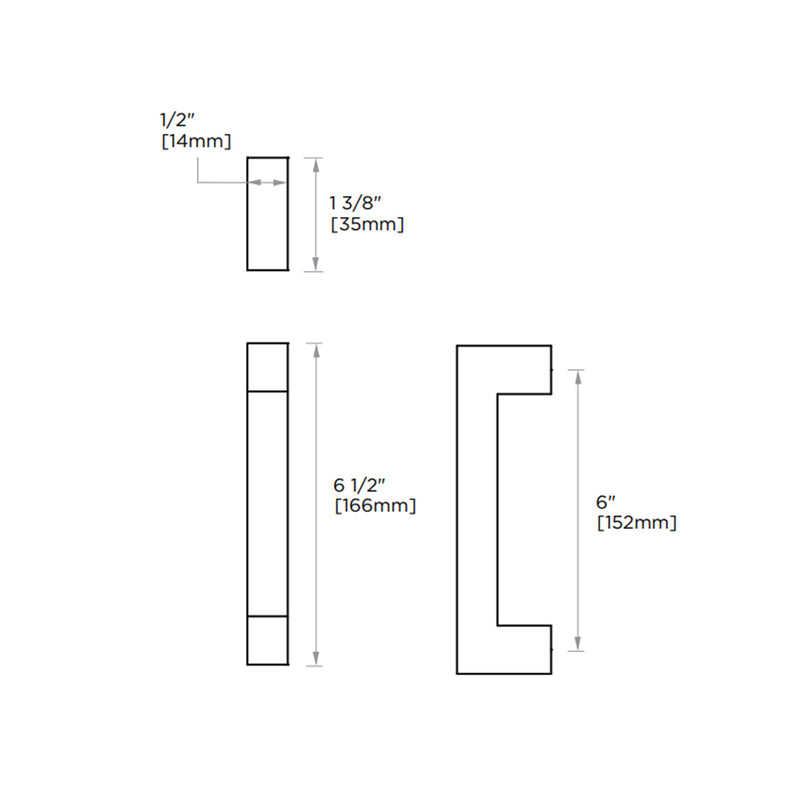London Cabinet Pull Handle - Cabinet Mount - 6" Brass/Brushed Nickel