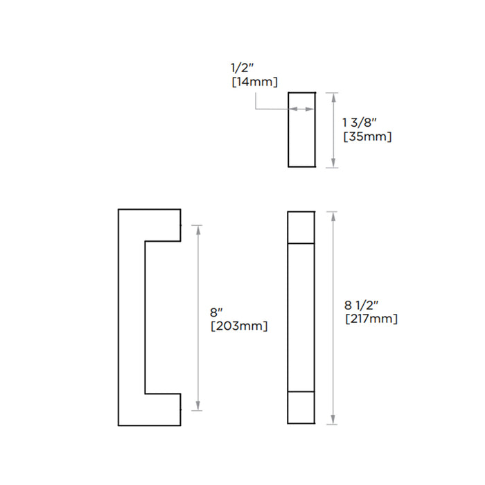 London Cabinet Pull Handle - Cabinet Mount - 8" Brass/Polished Chrome