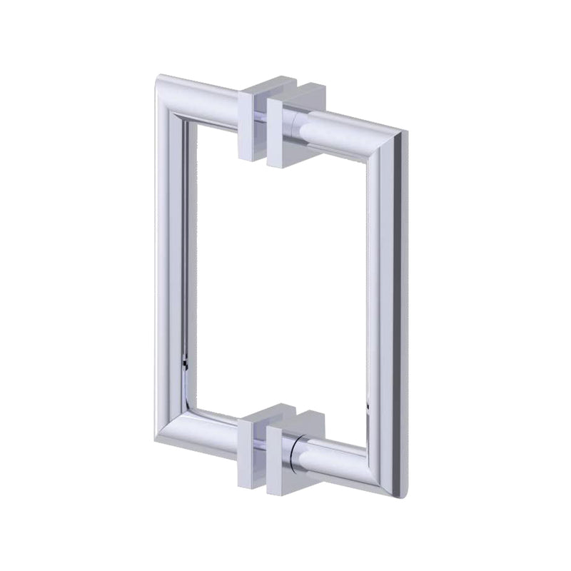 Madrid Double Shower Door Pull Handle - Door Mount - 8" Brass/Polished Chrome