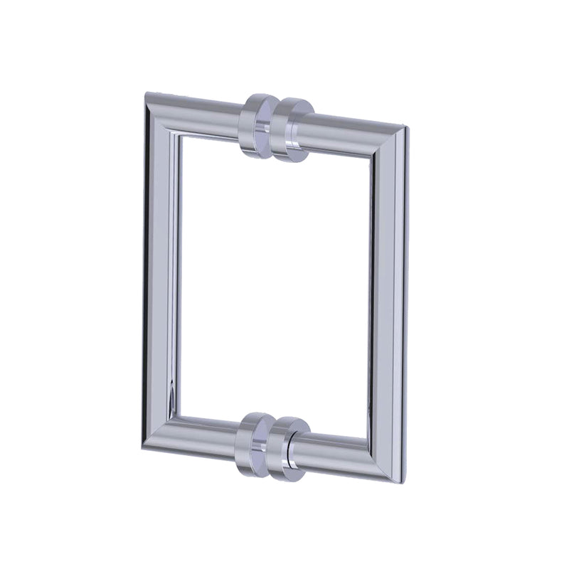 Oslo Double Shower Door Pull Handle - Door Mount - 8" Brass/Polished Chrome