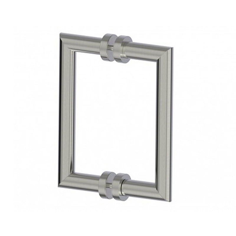 Oslo Double Shower Door Pull Handle - Door Mount - 8" Brass/Brushed Nickel