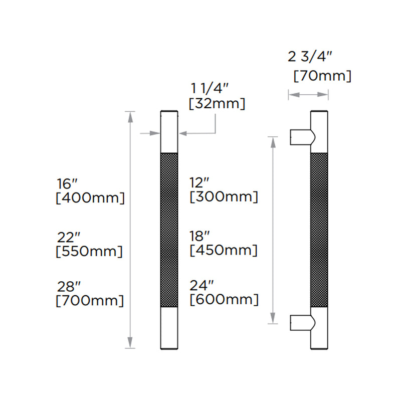 Circo Knurled Grab Bar - Wall Mount - 12" Brass/Matt Black