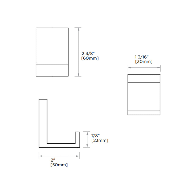 Berlin Coat Hook - Wall Mount - 3" Brass/Polished Chrome