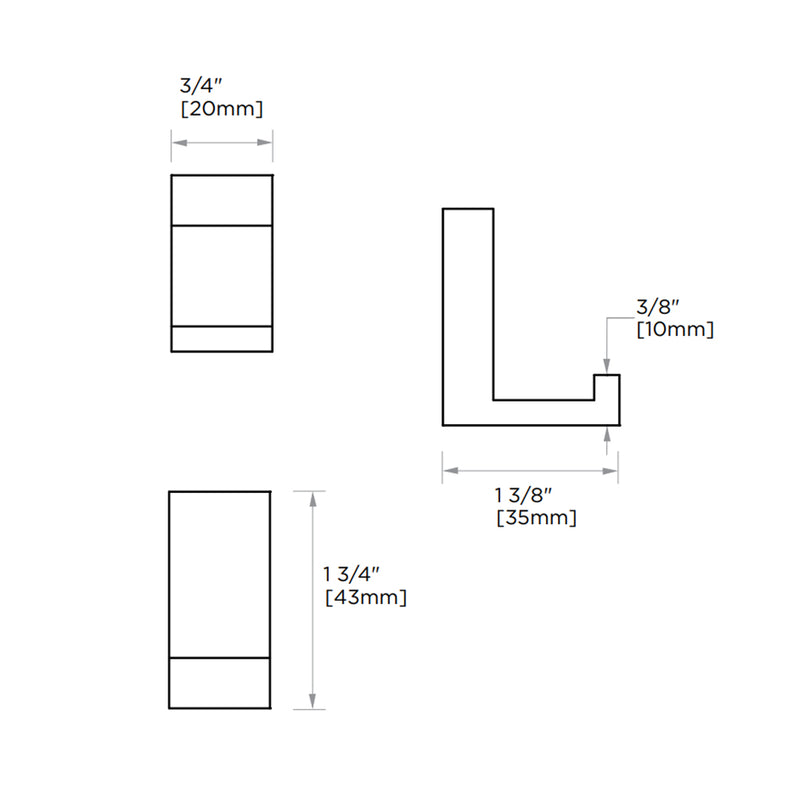 Berlin Single Hook - Wall Mount - 2" Brass/Brushed Nickel
