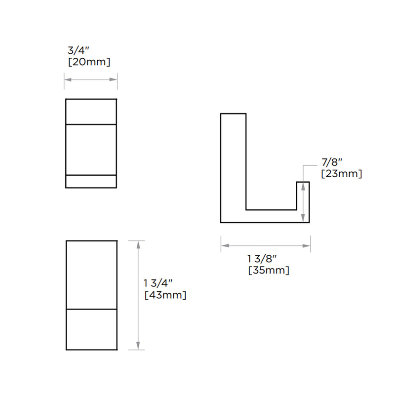 Berlin Deep Hook - Wall Mount - 2" Brass/Matt Black