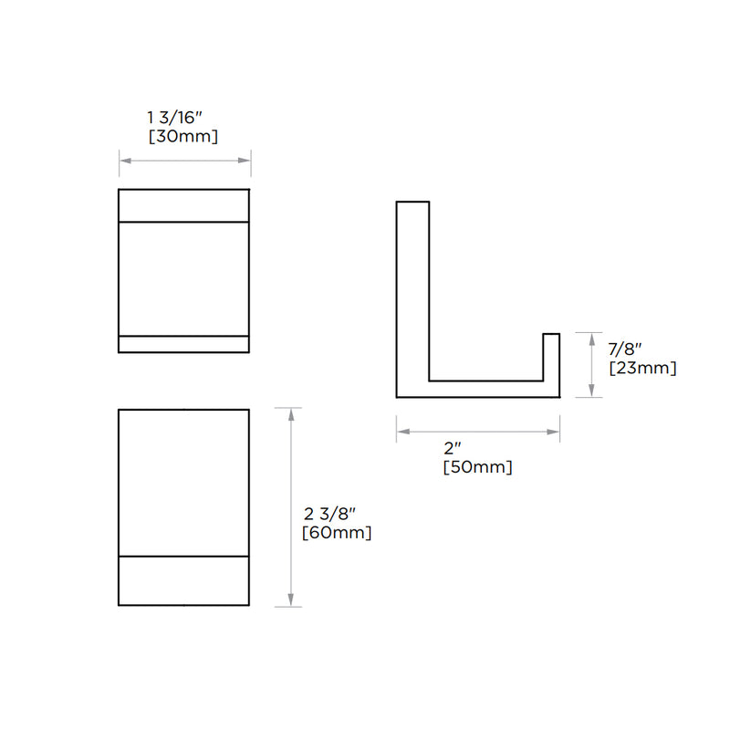Berlin Coat Hook - Wall Mount - 3" Brass/Polished Nickel