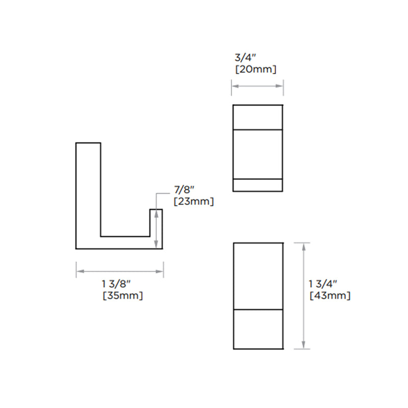 Berlin Deep Hook - Wall Mount - 2" Brass/Brushed Nickel