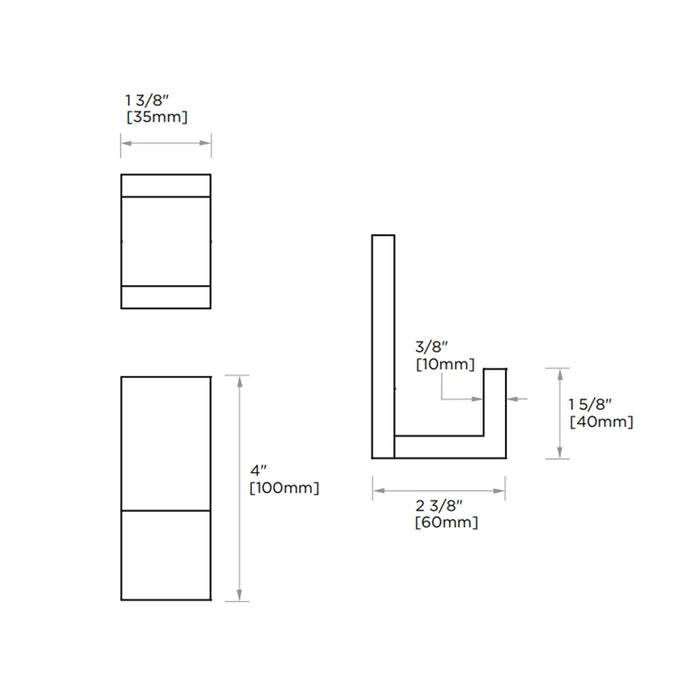 Berlin Large Coat Hook - Wall Mount - 4" Brass/Brushed Nickel