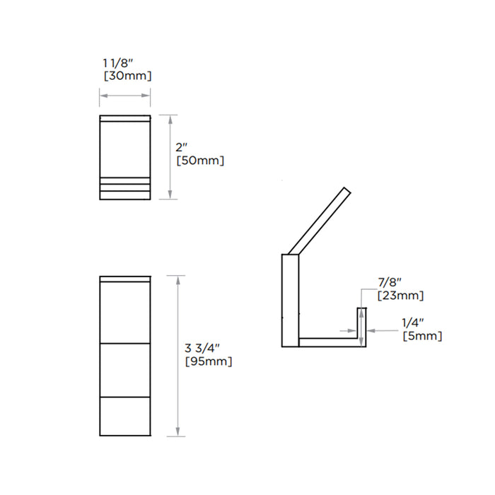 Berlin Single Prong Robe Hook - Wall Mount - 4" Brass/Brushed Nickel