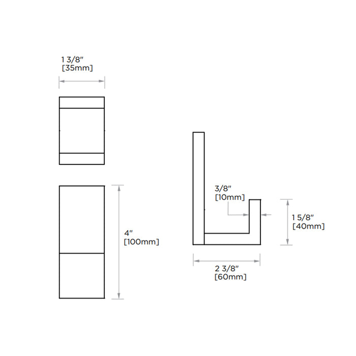 Berlin Solid Back Robe Hook - Wall Mount - 4" Brass/Brushed Nickel