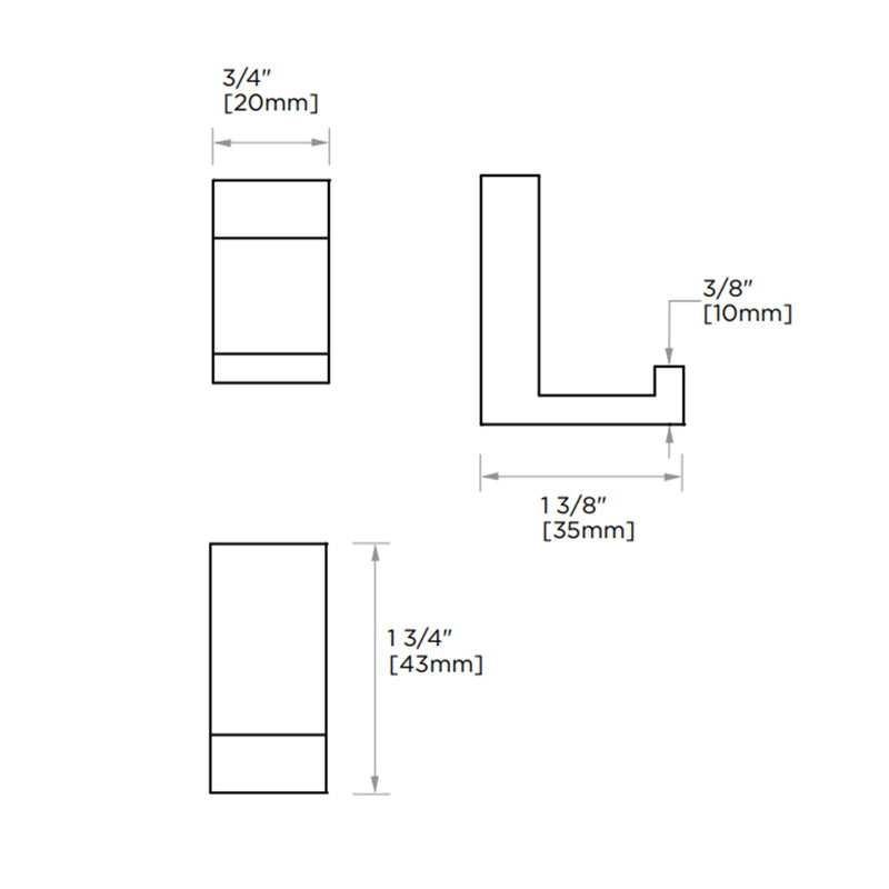 Berlin Single Hook - Wall Mount - 2" Brass/Matt Black