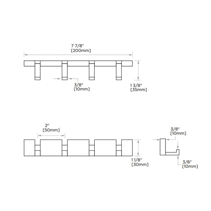 Berlin Fold Down Quadruple Hook - Wall Mount - 8" Brass/Polished Chrome