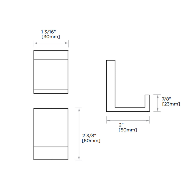 Berlin Coat Hook - Wall Mount - 3" Brass/Brushed Nickel