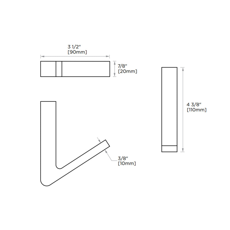 Bonn Large Coat Hook - Wall Mount - 5" Brass/Polished Chrome
