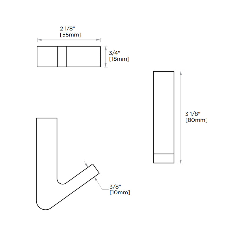 Bonn Coat Hook - Wall Mount - 4" Brass/Matt Black