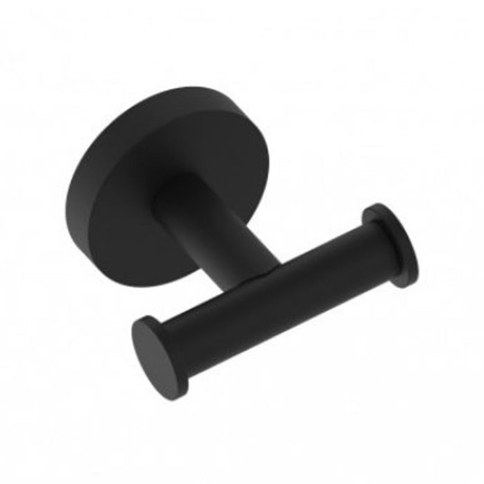 Circo Double Prong Robe Hook - Wall Mount - 3" Brass/Matt Black