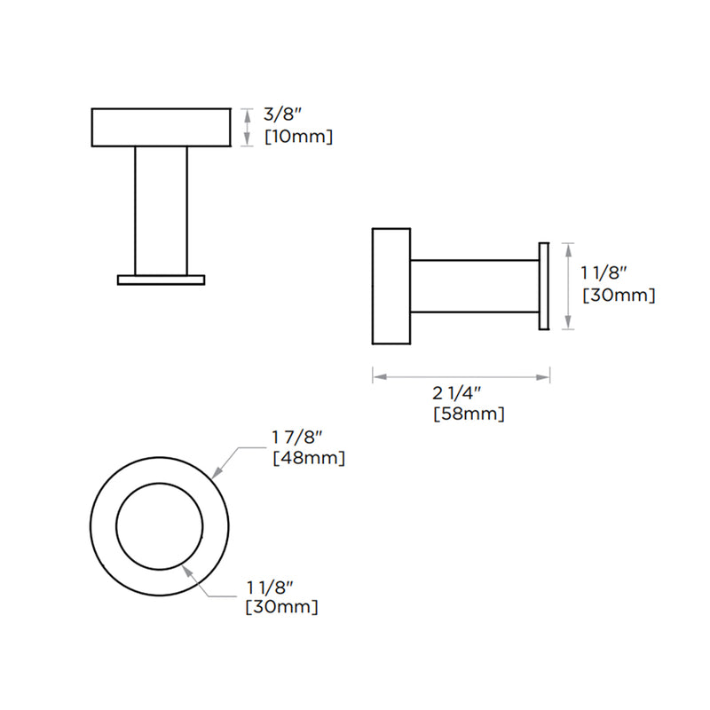 Circo Single Hook - Wall Mount - 2" Brass/Polished Chrome