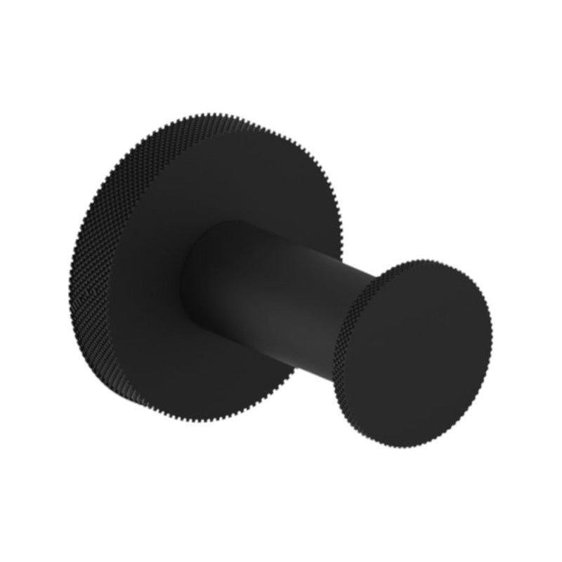 Circo Knurled Single Hook - Wall Mount - 2" Brass/Matt Black