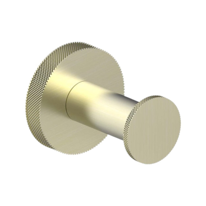 Circo Knurled Single Hook - Wall Mount - 2" Brass/Brushed Brass