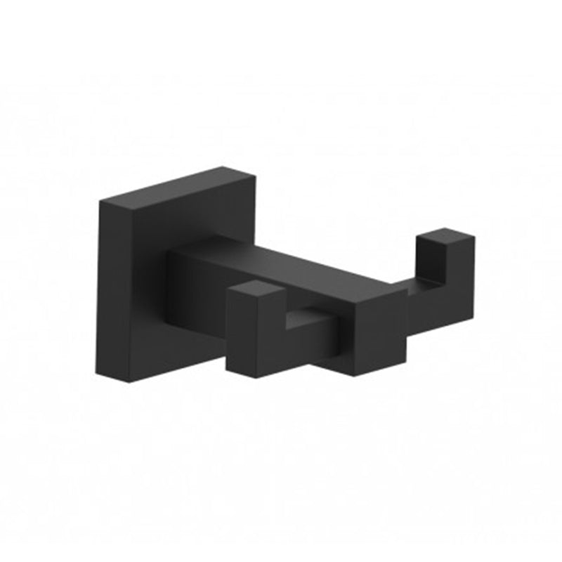 London Double Hook - Wall Mount - 3" Brass/Matt Black