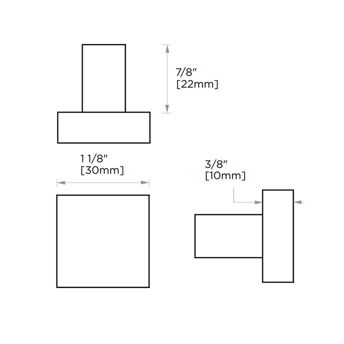 London Square Single Hook - Wall Mount - 2" Brass/Brushed Nickel