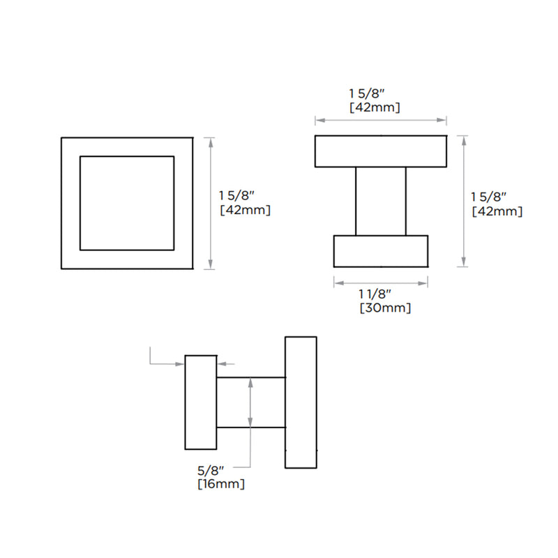 London Single Hook - Wall Mount - 2" Brass/Polished Chrome