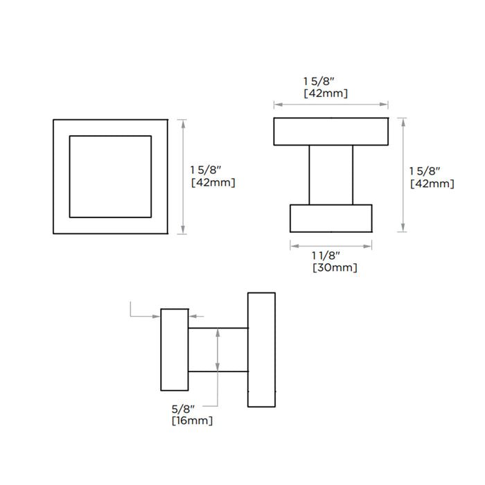 London Single Hook - Wall Mount - 2" Brass/Brushed Nickel