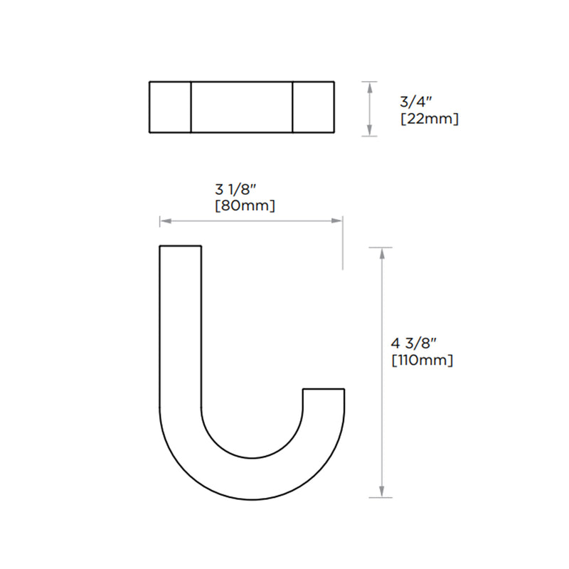 London Large Coat Hook - Wall Mount - 5" Brass/Matt Black