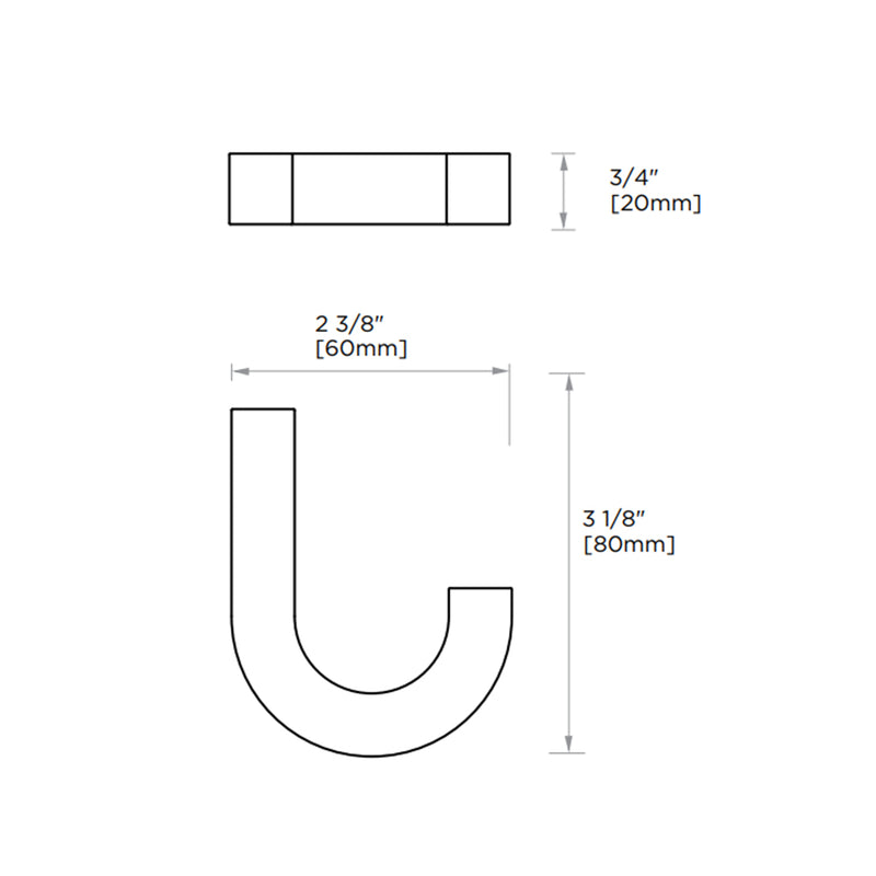 London Small Coat Hook - Wall Mount - 4" Brass/Brushed Nickel