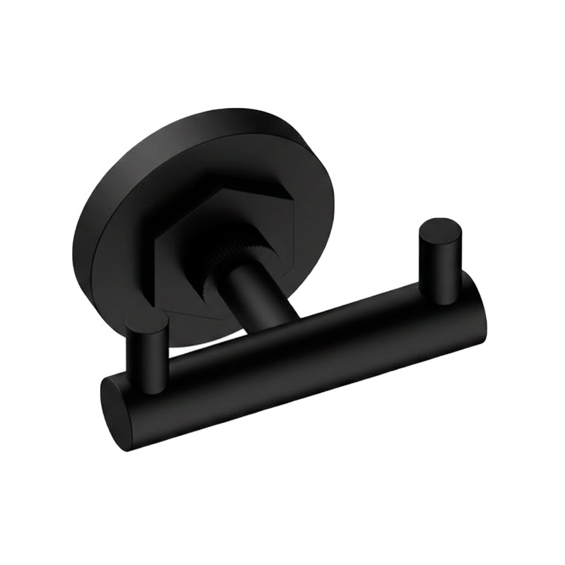 Windsor Double Hook - Wall Mount - 4" Brass/Matt Black