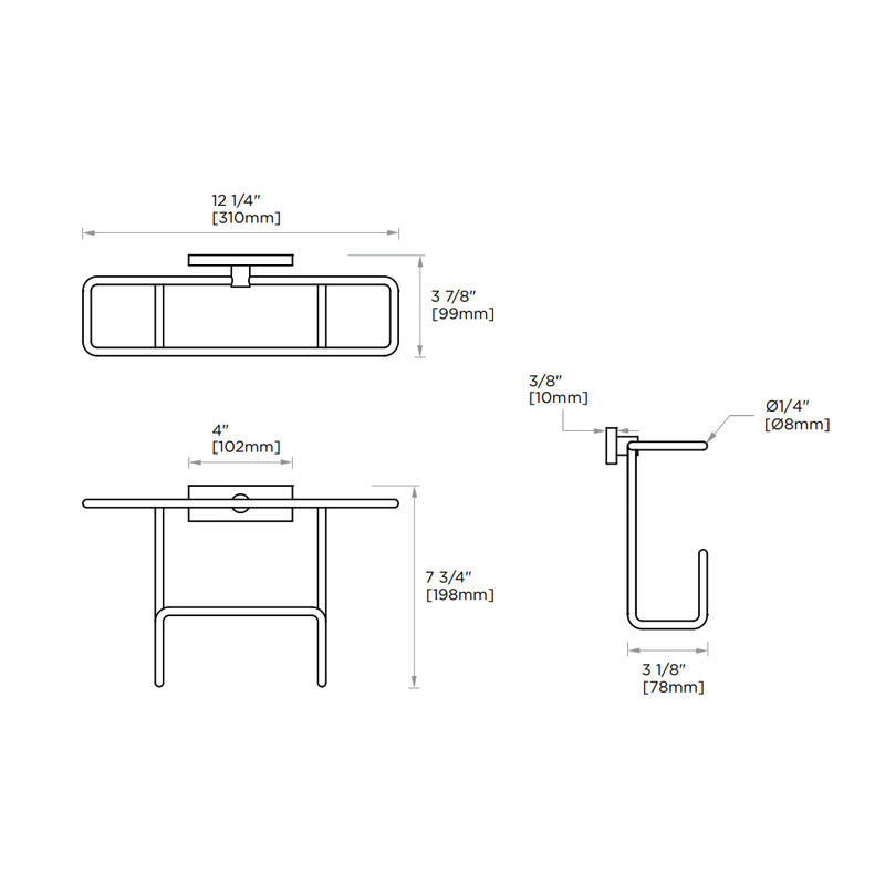 Madrid Magazine Rack - Wall Mount - 13" Brass/Polished Chrome