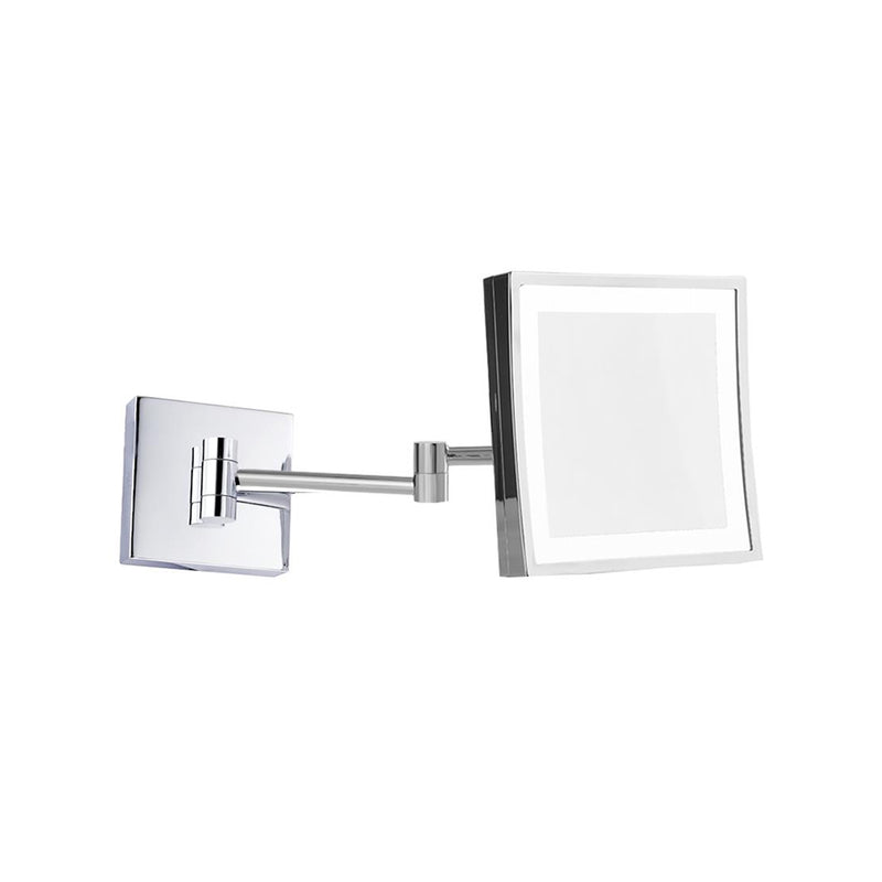 Square Magnification 5X Led Make-Up Mirror - Free Standing - 18" Brass/Glass/Polished Chrome