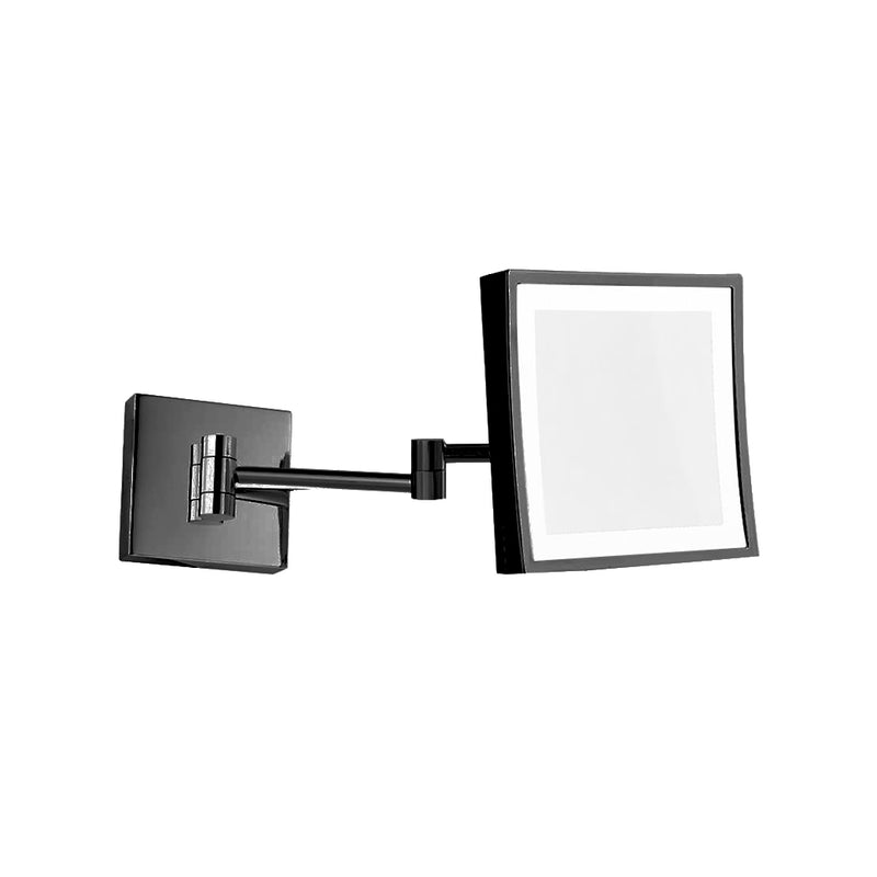 Square Magnification 5X Led Make-Up Mirror - Free Standing - 18" Brass/Glass/Matt Black