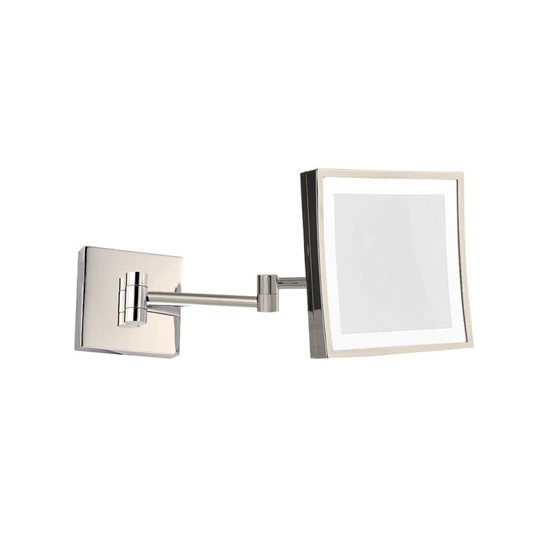 Square Magnification 5X Led Make-Up Mirror - Free Standing - 18" Brass/Glass/Brushed Nickel