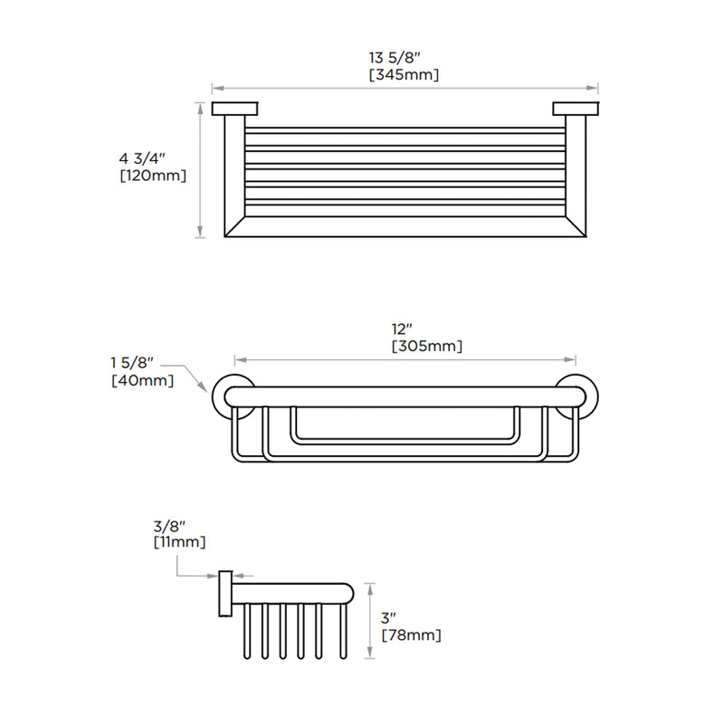 Oslo Shower Basket - Wall Mount - 12" Brass/Brushed Nickel