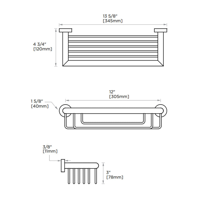 Oslo Shower Basket - Wall Mount - 12" Brass/Brushed Nickel