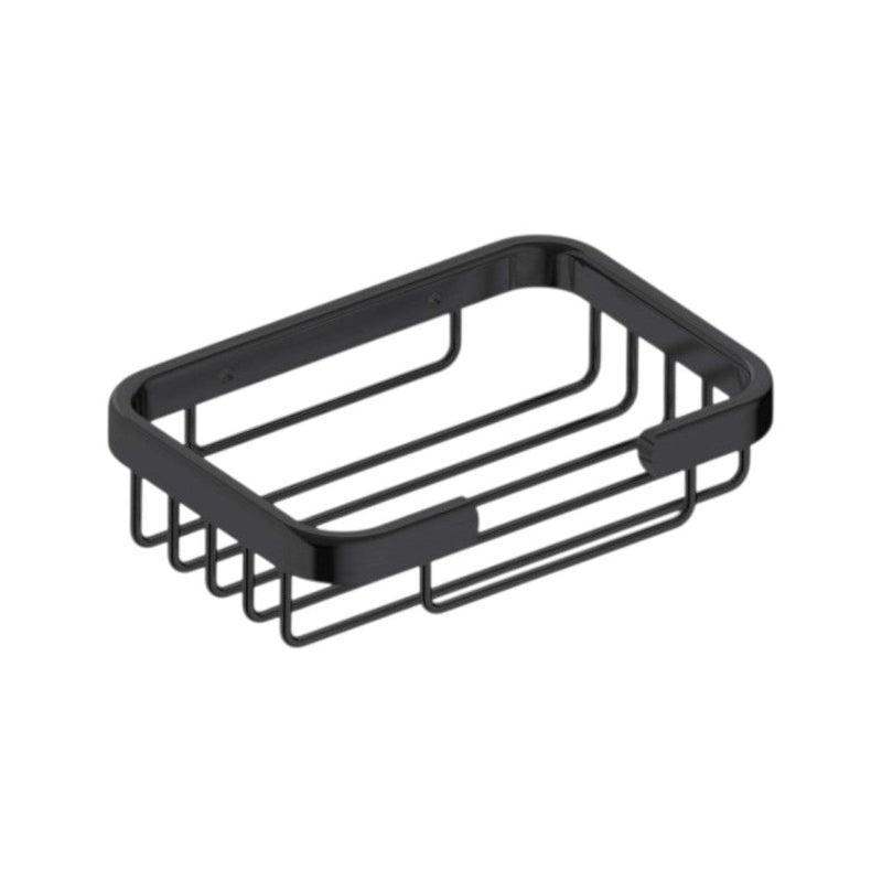 Wire Shower Basket - Wall Mount - 6" Brass/Matt Black