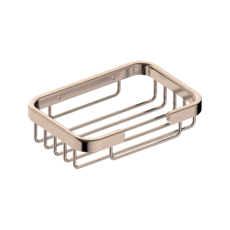 Wire Shower Basket - Wall Mount - 6" Brass/Prosecco Bronze