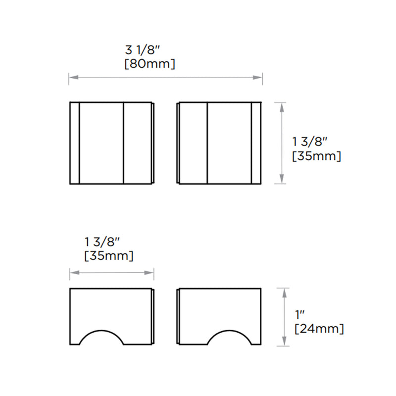 Berlin Double Knob Shower Door Handle - Door Mount - 2" Brass/Brushed Nickel