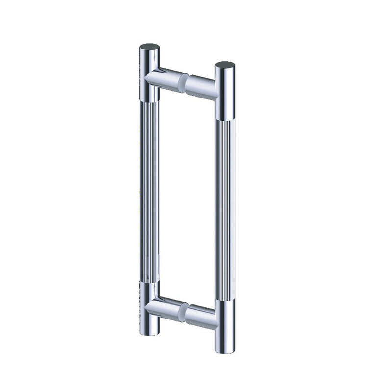 Circo Straight Knurled Double Shower Door Handle - Door Mount - 8" Brass/Polished Chrome