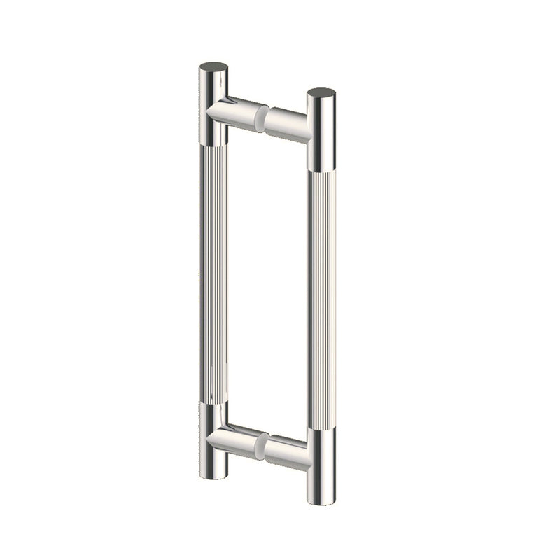 Circo Straight Knurled Double Shower Door Handle - Door Mount - 8" Brass/Polished Nickel