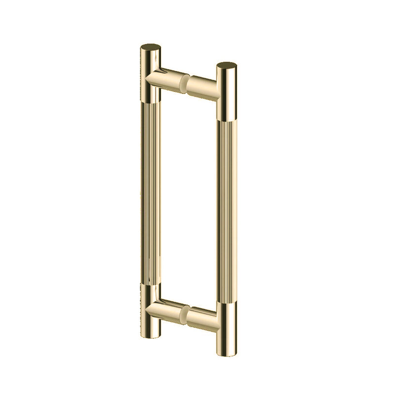 Circo Straight Knurled Double Shower Door Handle - Door Mount - 8" Brass/Prosecco Bronze