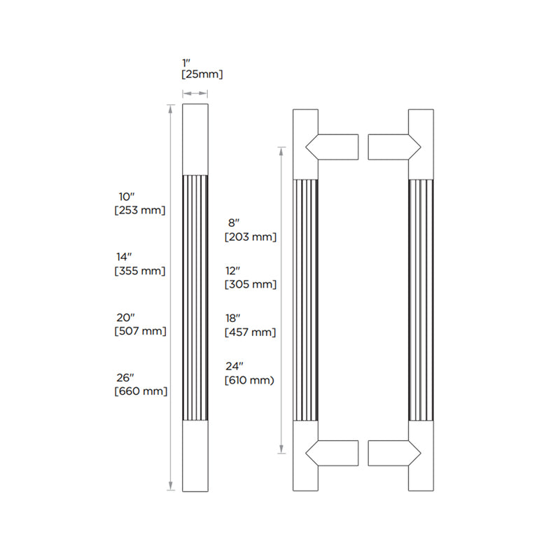 Circo Straight Knurled Double Shower Door Handle - Door Mount - 8" Brass/Prosecco Bronze