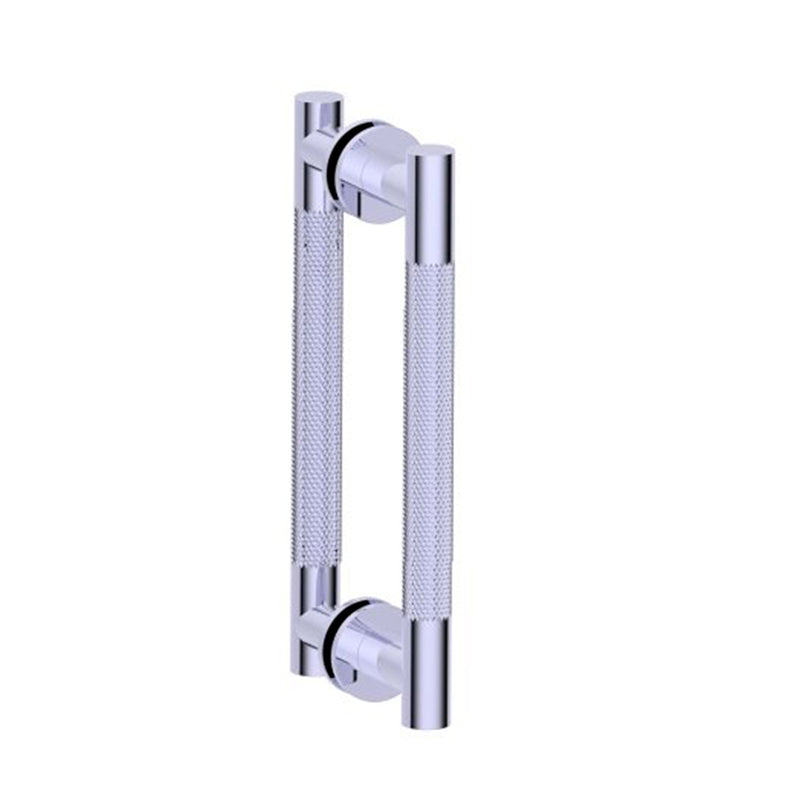 Circo Knurled Double Shower Door Handle - Door Mount - 8" Brass/Polished Chrome