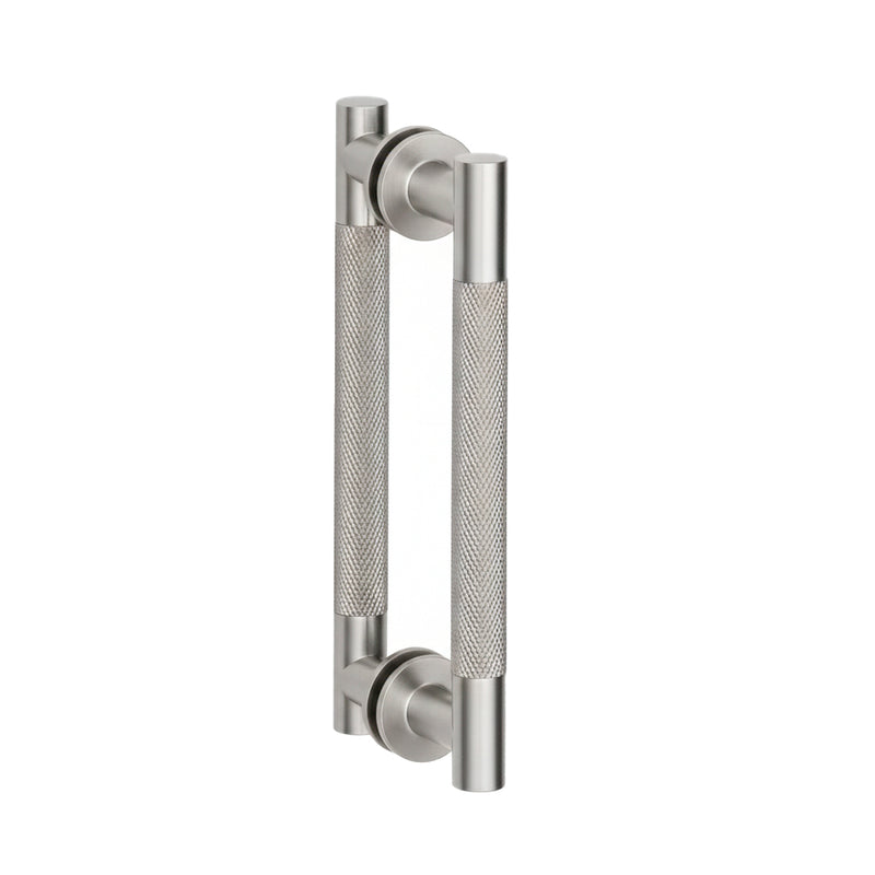 Circo Knurled Double Shower Door Handle - Door Mount - 8" Brass/Brushed Nickel