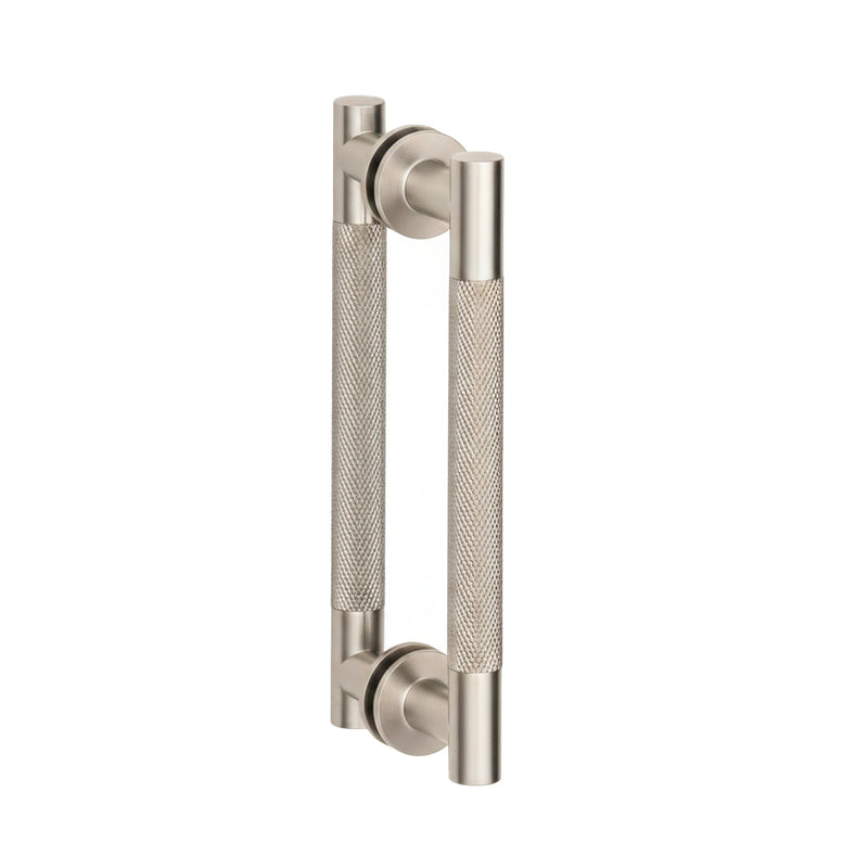 Circo Knurled Double Shower Door Handle - Door Mount - 8" Brass/Polished Nickel