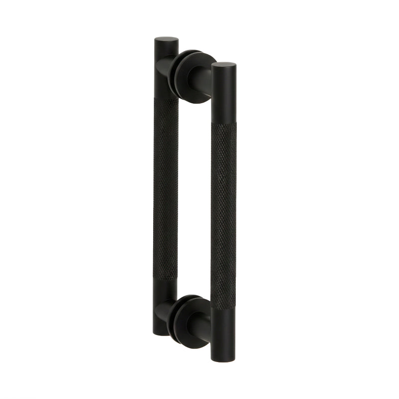 Circo Knurled Double Shower Door Handle - Door Mount - 8" Brass/Matt Black